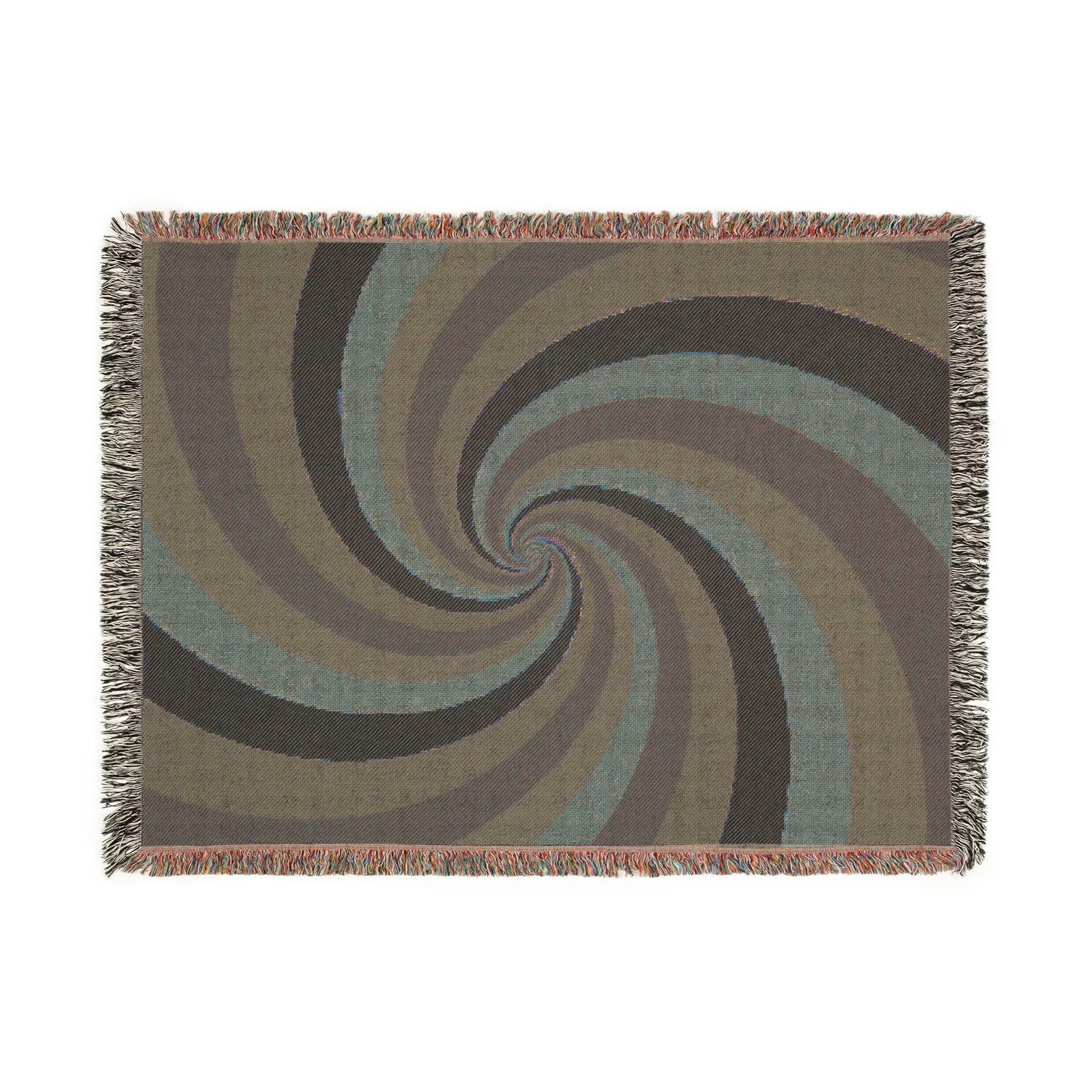 Hypnotic Throw — 1990s Psychedelic Swirl Woven Blanket