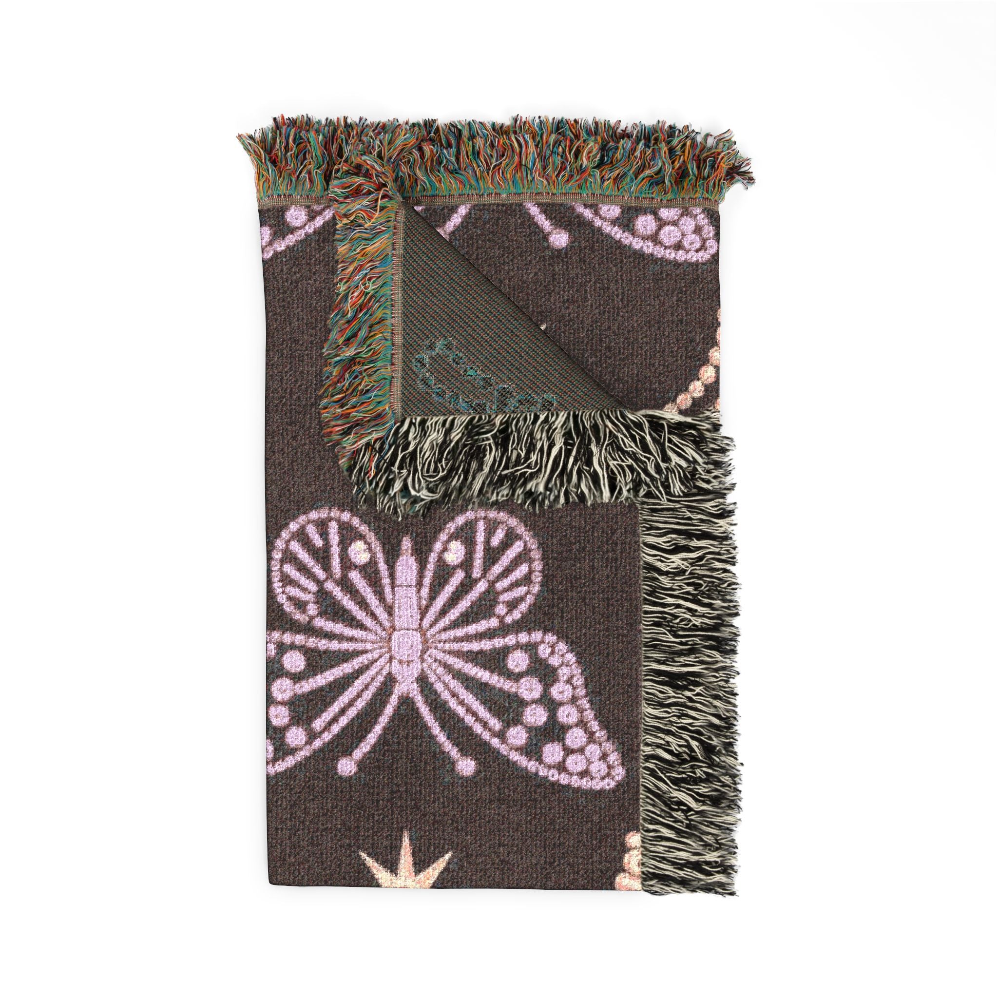 Crown & Wings Throw — 2000s Y2K Butterfly Crown Woven Blanket