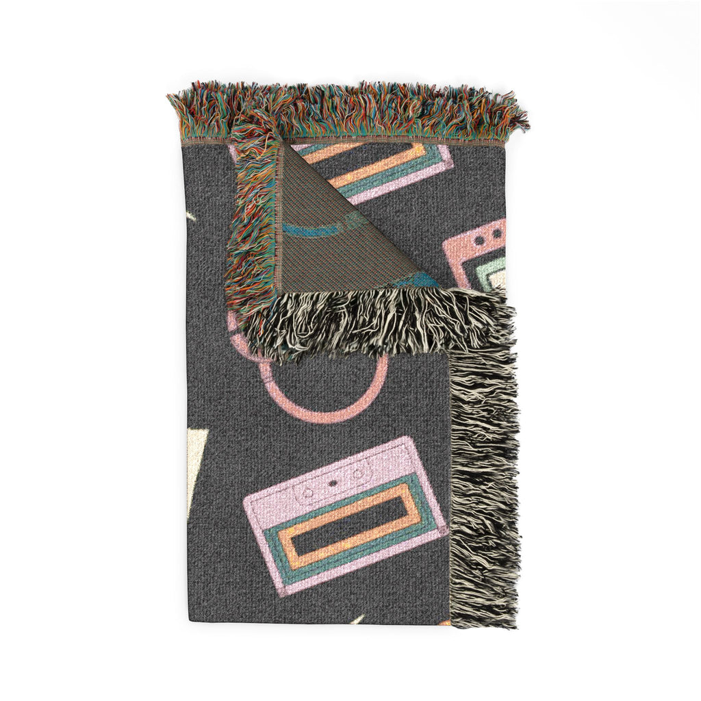 Walkman Throw — 1980s Headphones & Cassette Woven Blanket
