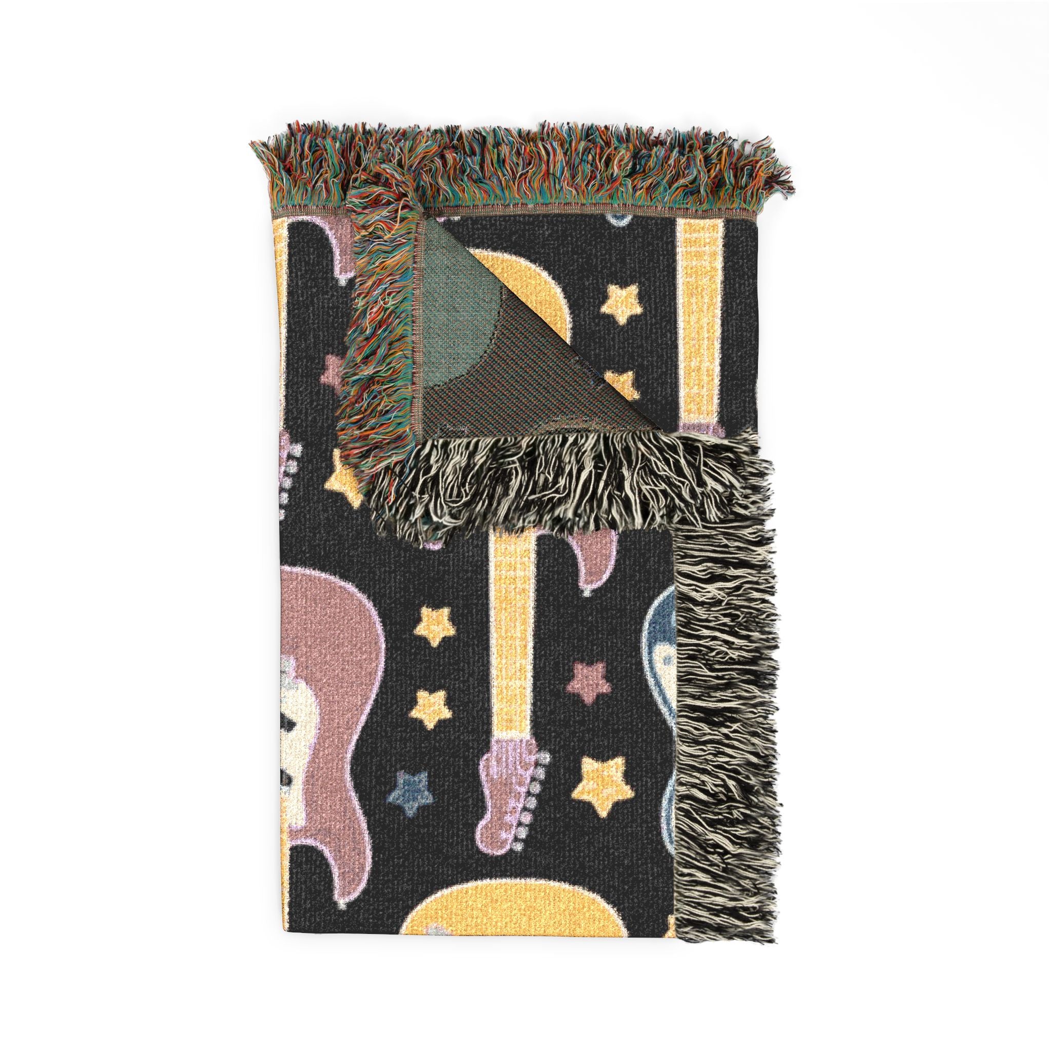 Rock Flame Throw — 1980s Guitar Fire Woven Blanket