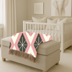 Prism Geo Throw — 1980s Pastel Geometric Woven Blanket