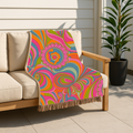 🌈 Kaleidoscope Throw — 1960s Psychedelic Woven Blanket