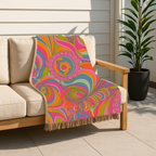 🌈 Kaleidoscope Throw — 1960s Psychedelic Woven Blanket