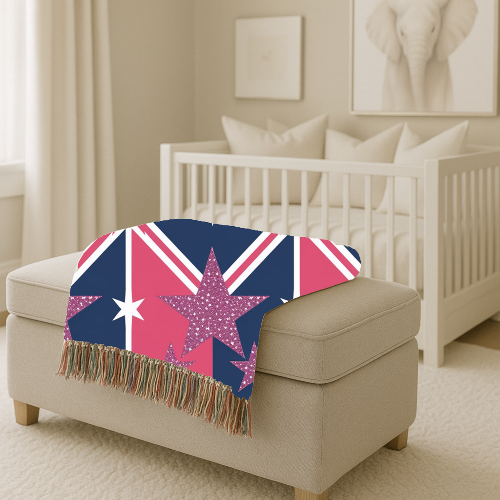 Cool Britannia Throw — 1990s Union Jack & Star Woven Blanket