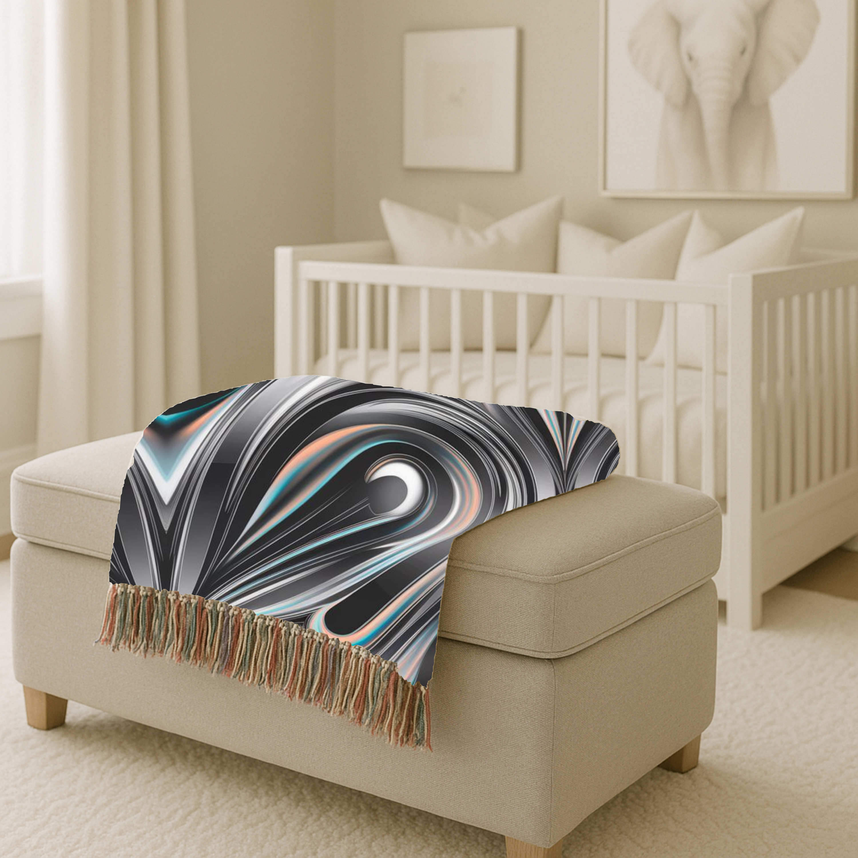 Mercury Throw — 2000s Y2K Chrome & Iridescent Woven Blanket