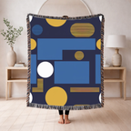 🔵 Mondrian Throw — 1960s Bauhaus Geometric Woven Blanket