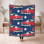 🚗 Cruisin' Throw — 1950s Classic American Car Woven Blanket