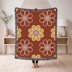 Spiral Daisy Throw — 1970s Retro Outline Woven Blanket