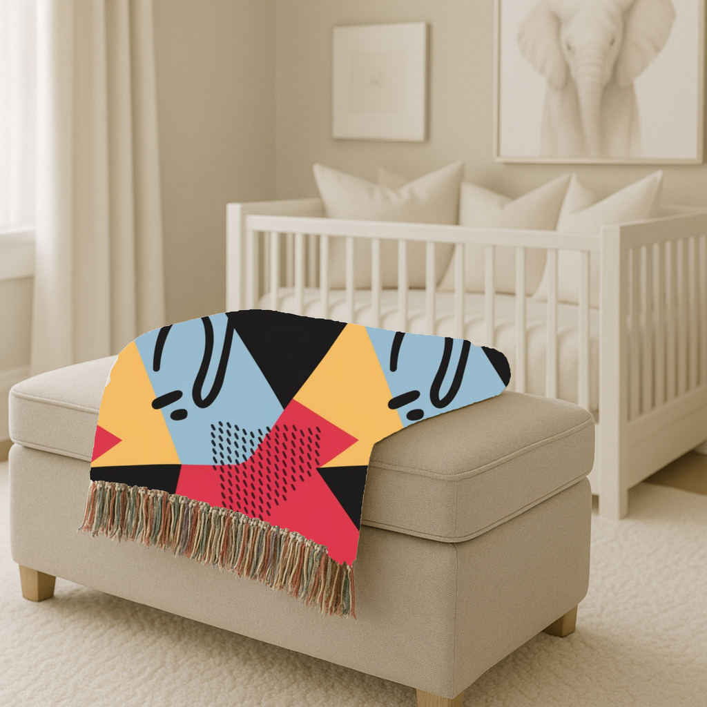 Memphis Night Throw — 1980s Geometric Art Woven Blanket