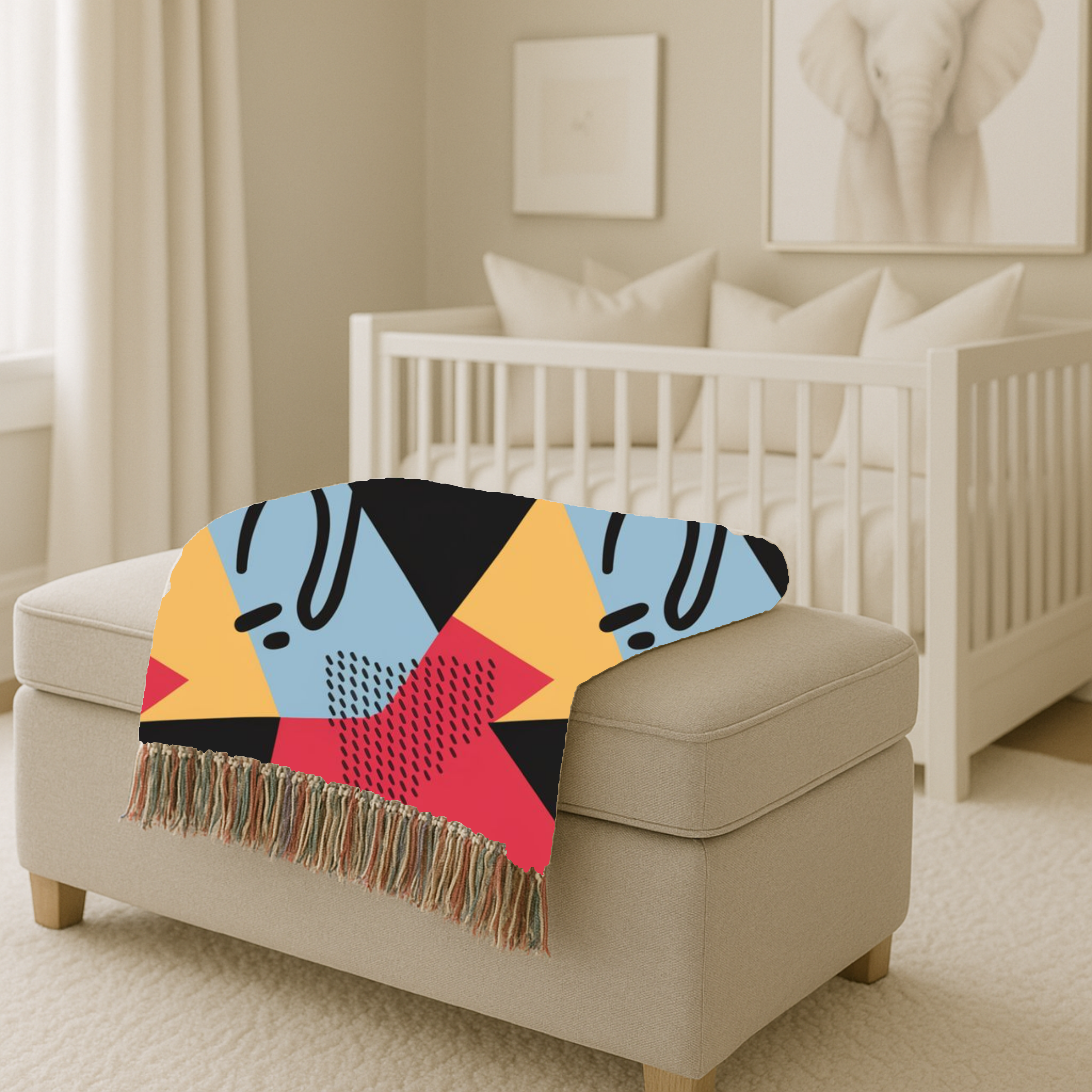 Memphis Night Throw — 1980s Geometric Art Woven Blanket