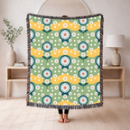 Daisy Wave Throw — 1950s Atomic Garden Woven Blanket