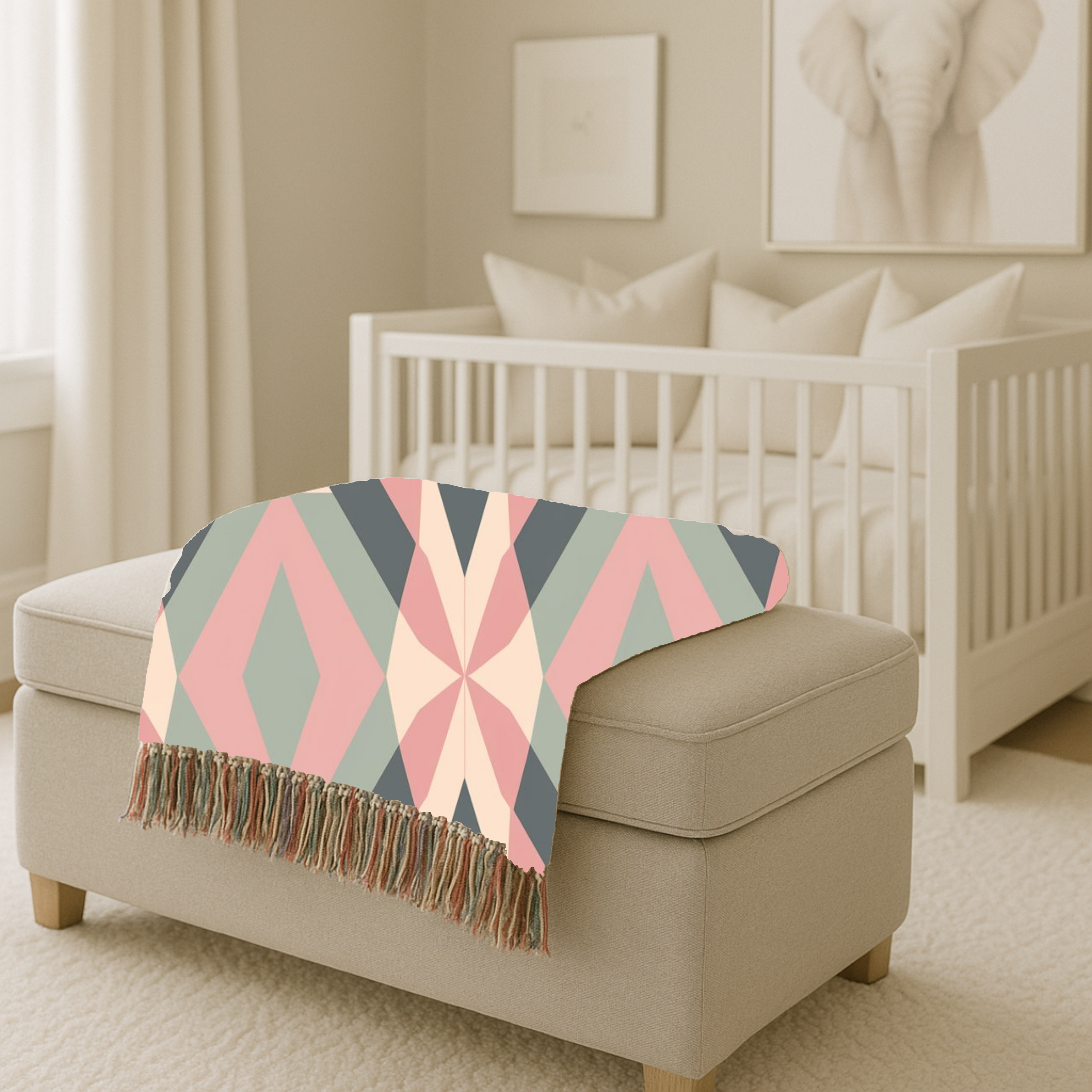 Diamond Lattice Throw — 1980s Pastel Elegance Woven Blanket