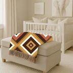 Kilim Star Throw — 1970s Aztec Geometric Woven Blanket