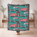 🎵 Rock Around Throw — 1950s Diner Jukebox Woven Blanket