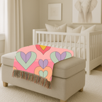 Layered Heart Throw — 1980s Rainbow Love Woven Blanket