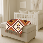 Canyon Weave Throw — 1970s Navajo Diamond Woven Blanket