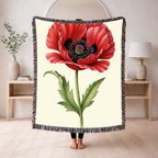 1940s Remembrance Poppy Woven Blanket