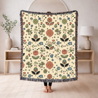 Meadow Ditsy Throw — 1940s Folk Floral Woven Blanket