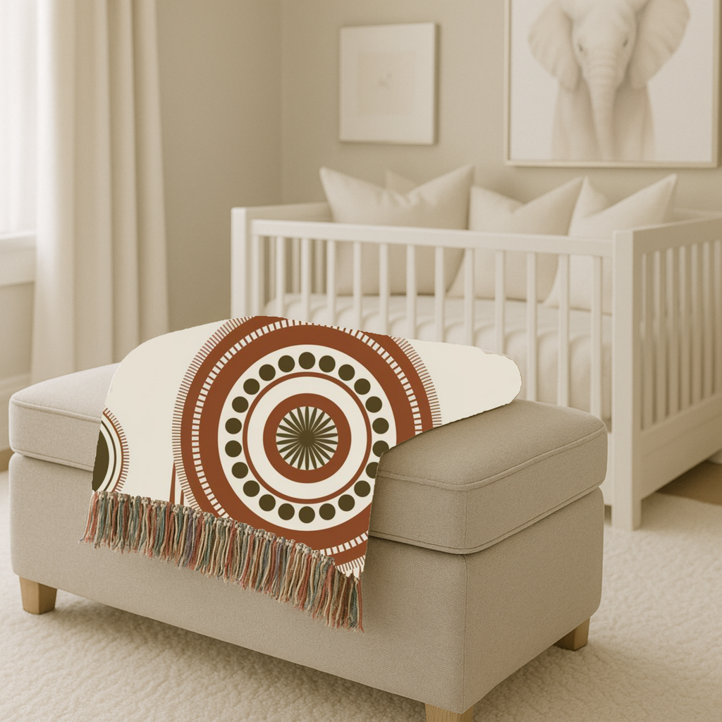 Sage Dreamcatcher Throw — 1970s Bohemian Olive Woven Blanket