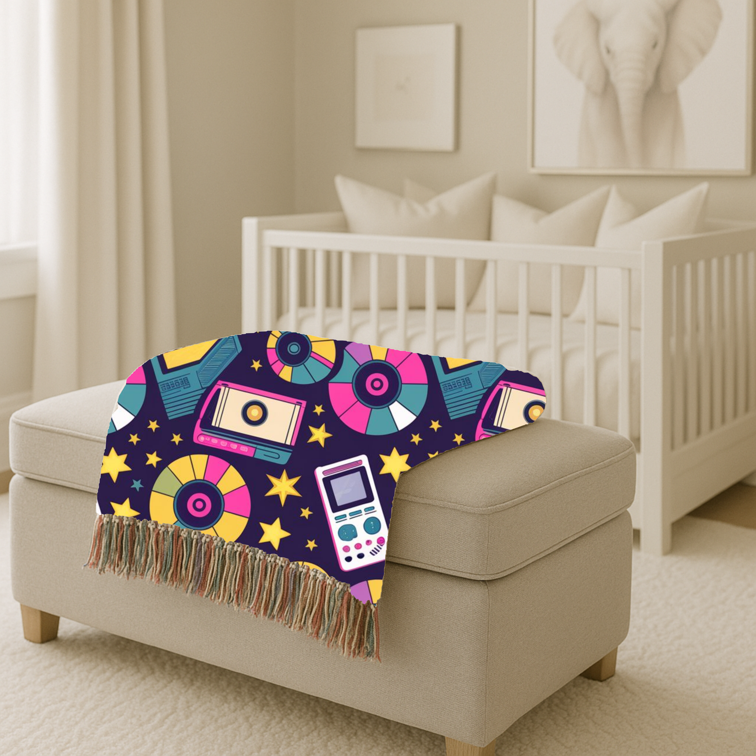 Press Play Throw — 1990s CD Player Woven Blanket