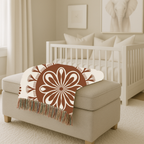 Spirit Medallion Throw — 1970s Ornate Circle Woven Blanket