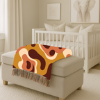 Lava Flow Throw — 1970s Psychedelic Abstract Woven Blanket