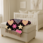 Girl Power Throw — 1990s Leopard Heart & Star Woven Blanket