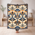 1940s Art Deco Fan Woven Blanket - 1940s Palmette Woven Blanket