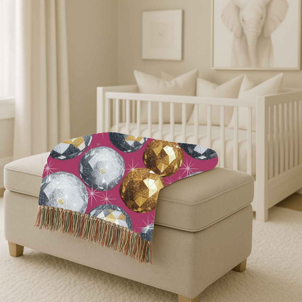 Disco Ball Throw — 1980s Studio Glamour Woven Blanket