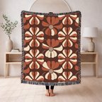 Velvet Bloom Throw — 1970s Stripe Petal Woven Blanket
