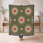 Solar Burst Throw — 1970s Starburst Woven Blanket