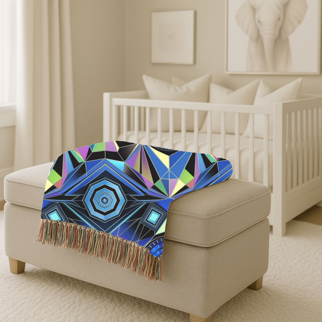 Crystal Throw — 2000s Y2K Kaleidoscope Gem Woven Blanket