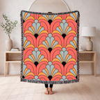 🧡 Groovy Fan Throw — 1960s Mod Scallop Woven Blanket