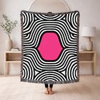 🩷 Pink Vortex Throw — 1960s Op Art Woven Blanket