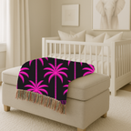 Neon Palm Throw — 1980s Tropical Night Woven Blanket