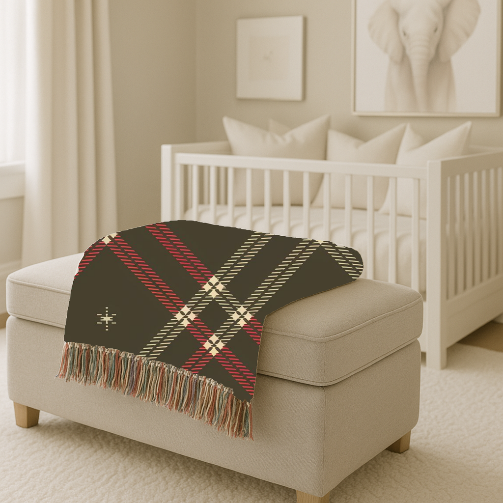 Startan Throw — 1990s Plaid & Star Woven Blanket