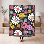 🌸 Flower Power Throw — 1960s Daisy Woven Blanket