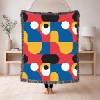 🔴 Primary Pop Throw — 1960s Graphic Art Woven Blanket
