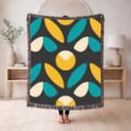 Mod Petal Throw — 1960s Geometric Botanical Woven Blanket