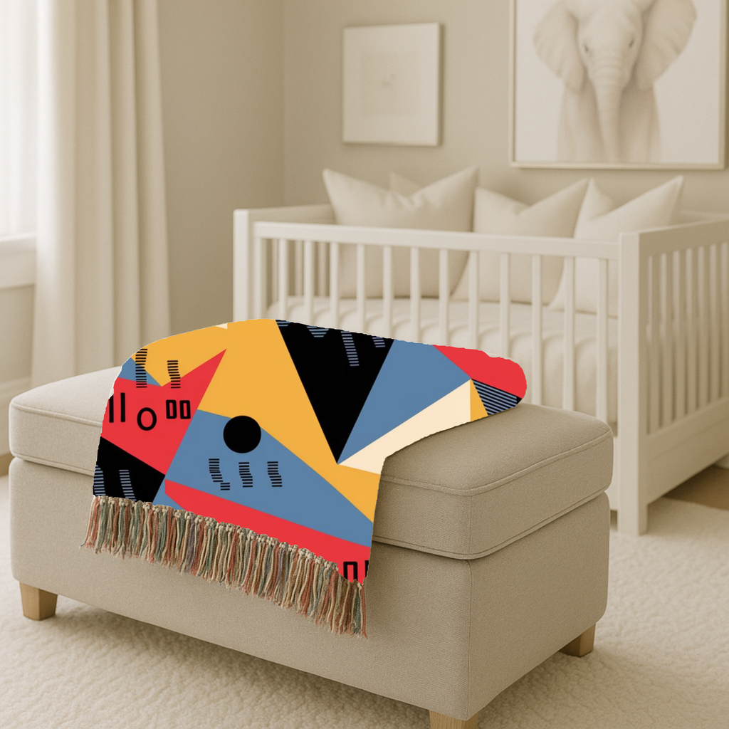 Memphis Sunshine Throw — 1980s Bold Geometric Woven Blanket