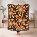 🌻  Tawny Bloom Throw — 1970s Art Nouveau Woven Blanket