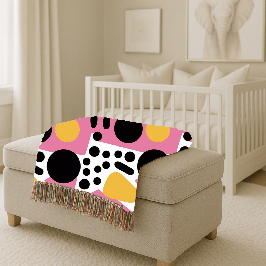 Dot Pop Throw — 1980s Bold Circle Woven Blanket