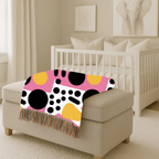 Dot Pop Throw — 1980s Bold Circle Woven Blanket