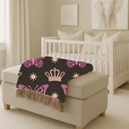 Crown & Wings Throw — 2000s Y2K Butterfly Crown Woven Blanket