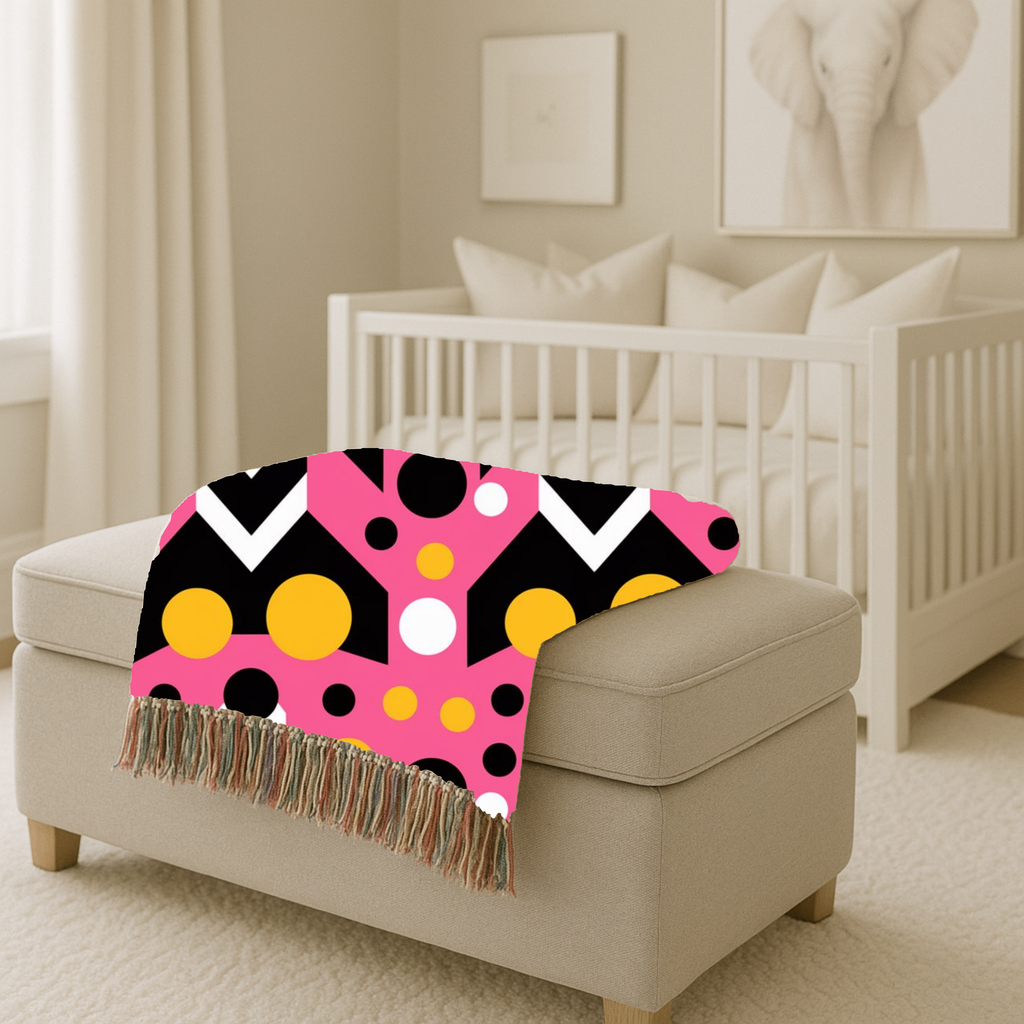 Chevron Pop Throw — 1980s Bold Graphic Woven Blanket