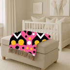 Chevron Pop Throw — 1980s Bold Graphic Woven Blanket