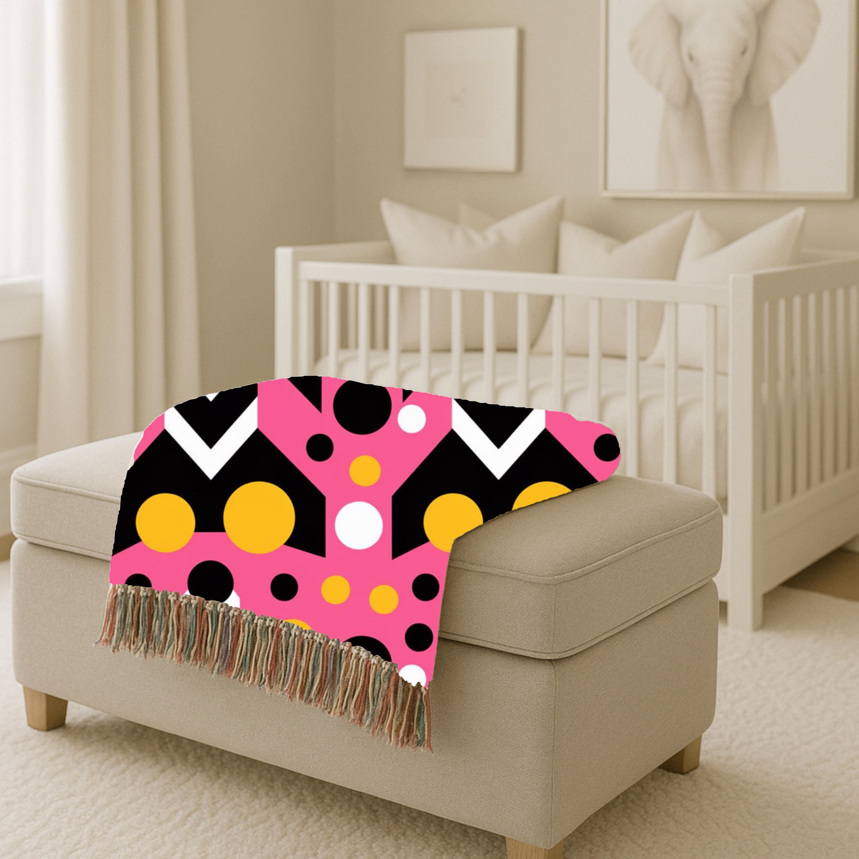 Chevron Pop Throw — 1980s Bold Graphic Woven Blanket