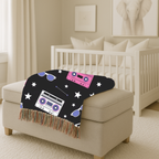 Mixtape Throw — 1980s Boombox & Cassette Woven Blanket