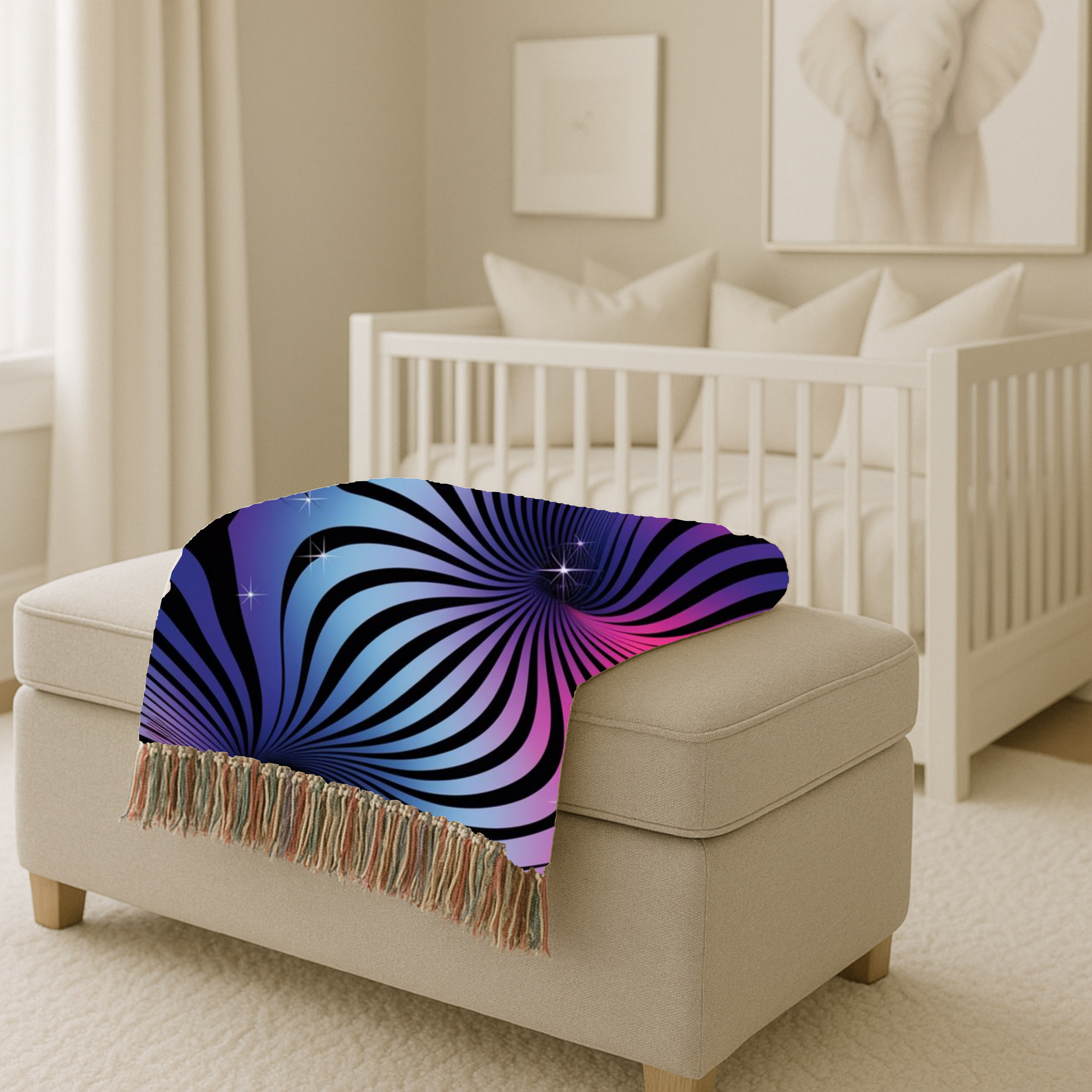 Supernova Throw — 2000s Y2K Stripe Sunburst Woven Blanket