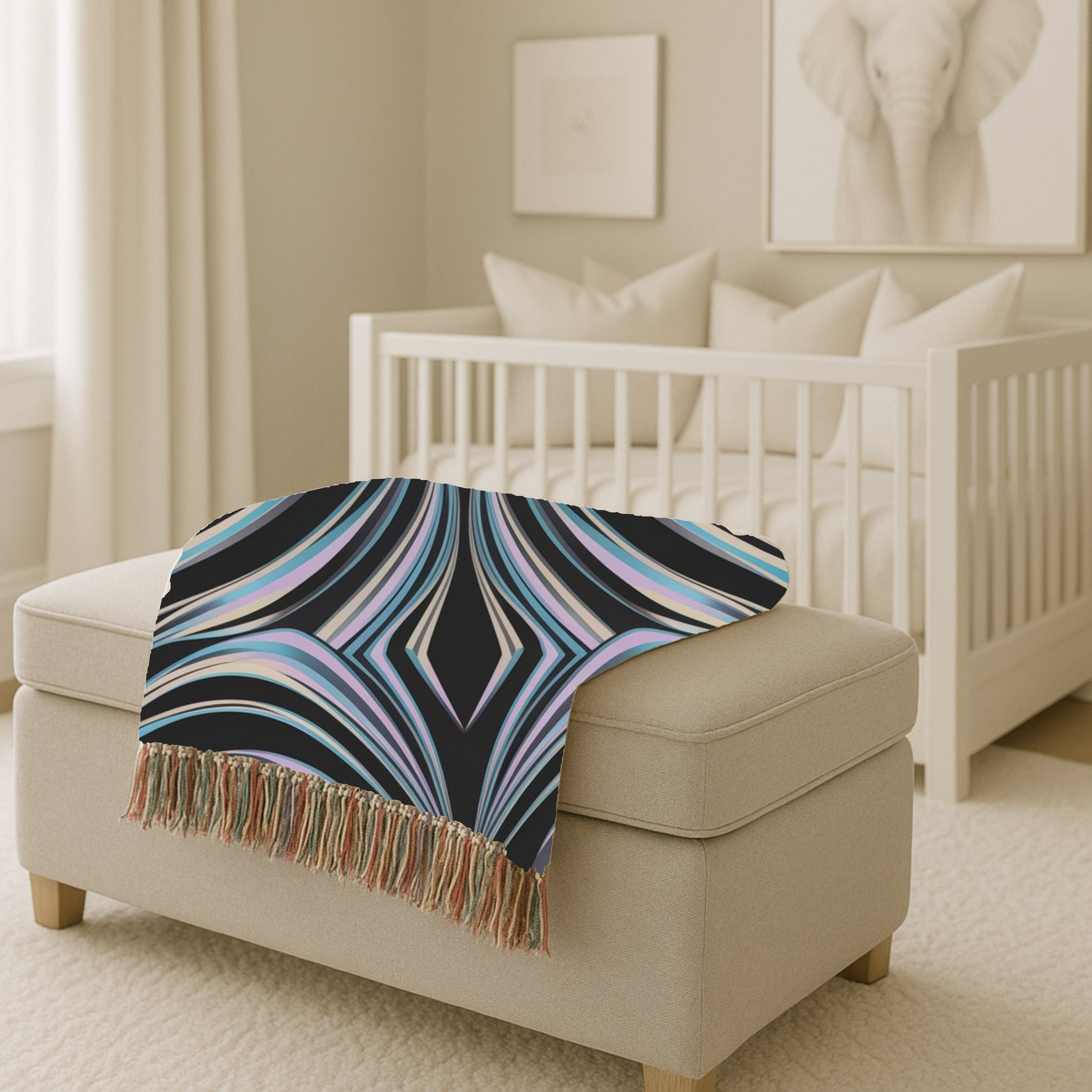 Aurora Throw — 2000s Y2K Iridescent Ribbon Woven Blanket